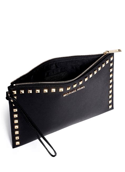 michael kors black studded clutch|michael kors studded crossbody.